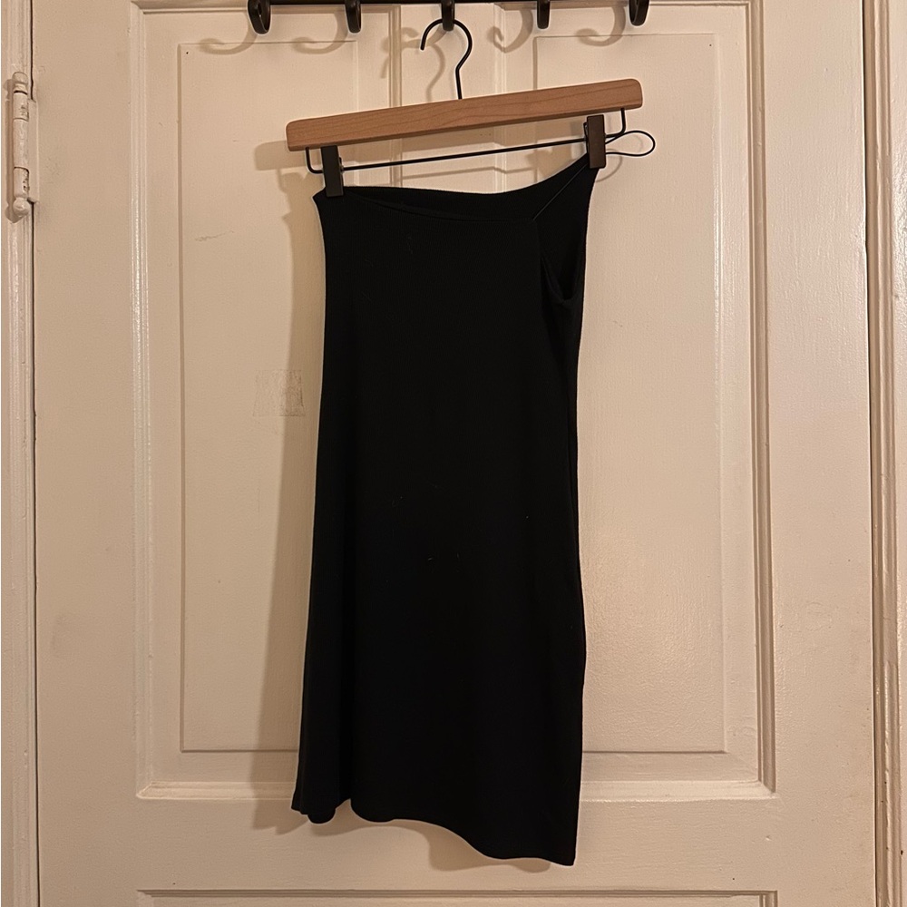 Joah Brown Corded Single Strap One Shoulder Ribbed Mini Dress Black Small Medium - Picture 6 of 8